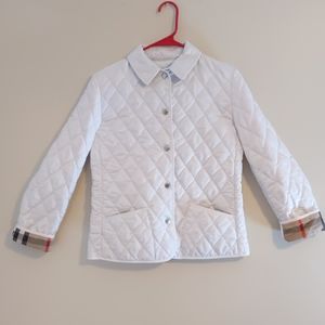 14Y Burberry white quilted jacket